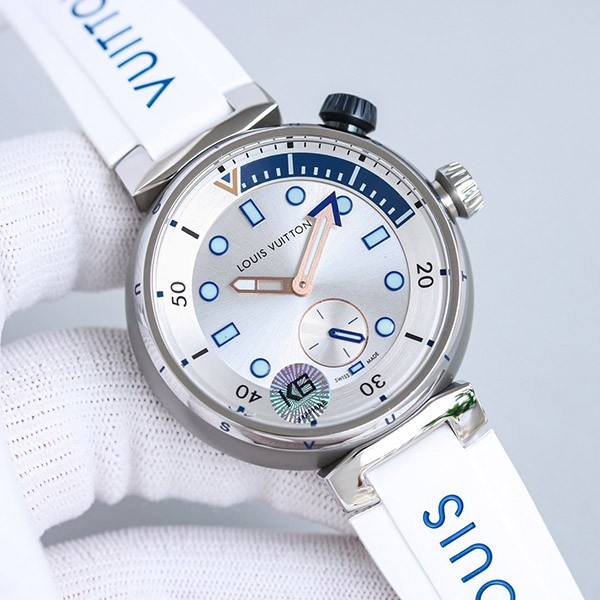 Louis Vuitton Replica Watch Tambour Street Diver Pacific White QBB175