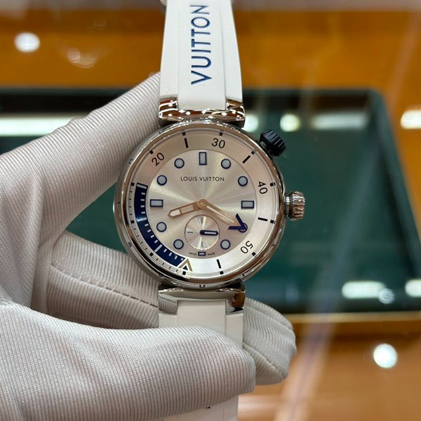 Louis Vuitton Replica Watch Tambour Street Diver Pacific White QBB175