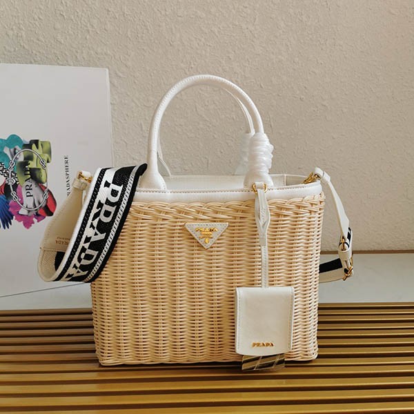 Replica Prada Wicker Canvas Basket Bag puz00714 Replica Prada Wicker Canvas Basket Bag puz00714