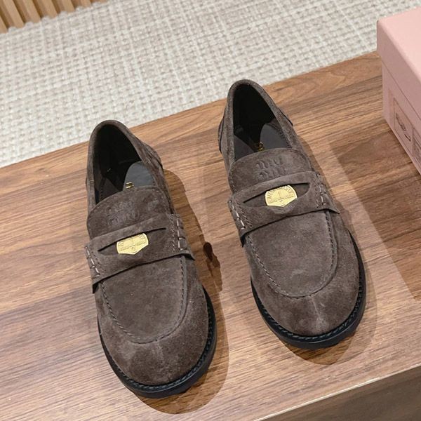 Competitive Miu Miu logo detail suede fake loafers myd97922 Competitive Miu Miu logo detail suede fake loafers myd97922