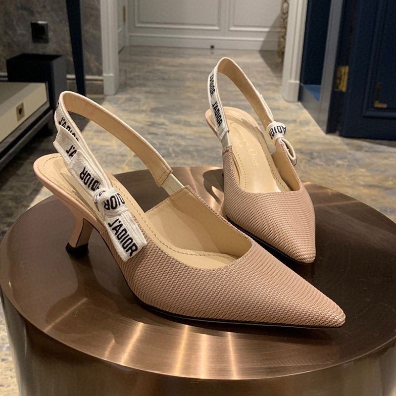 Very popular J'adior slingback pumps replica ★ 6.5cm heel brown technical fabric dep24544