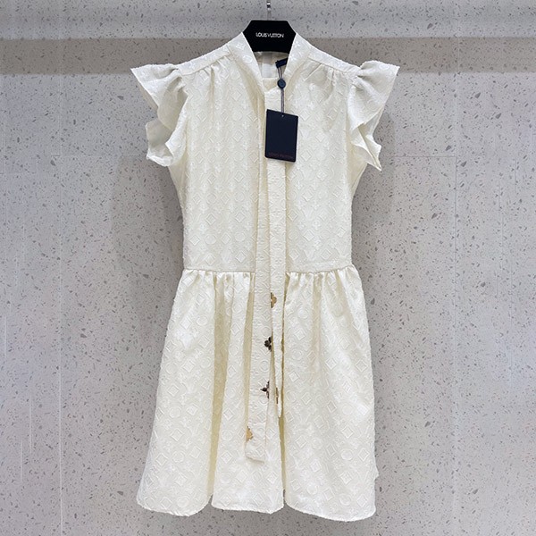 Free shipping Louis Vuitton replica Monogram Fil Coupe Lavalliere collar dress vuj29825