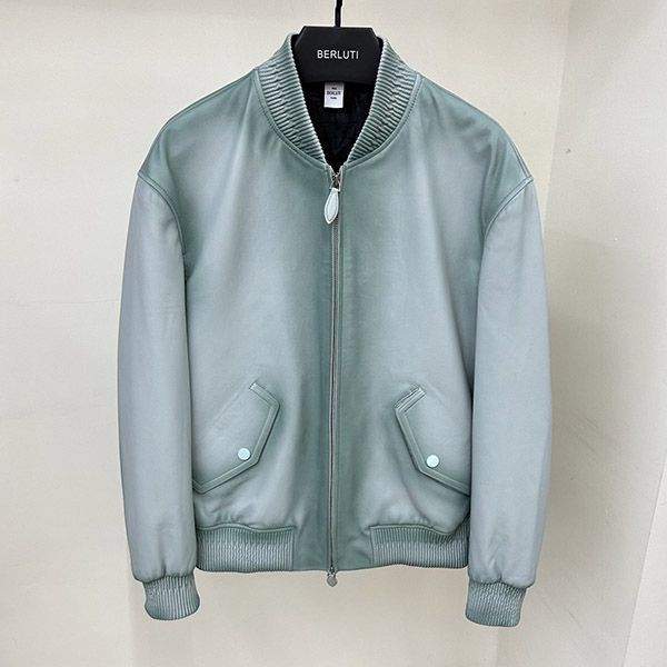 Berluti Leather Boxy Jacket Replica beg36844