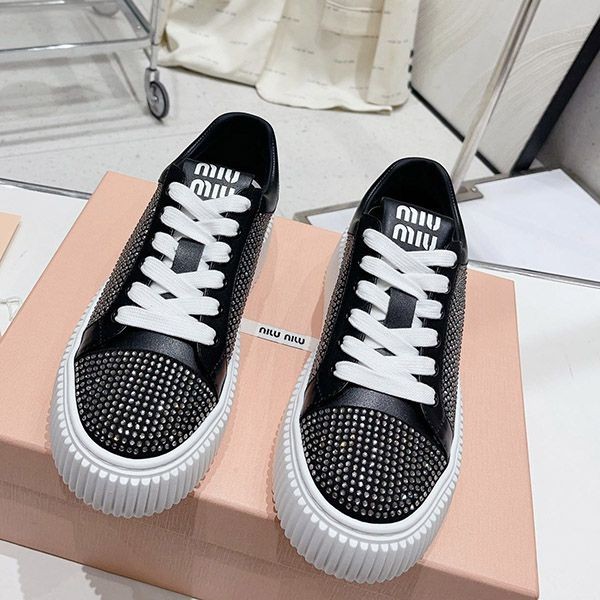 Attention ★ Miu Miu Crystal Leather Sneakers myc44338 Attention ★ Miu Miu Crystal Leather Sneakers myc44338