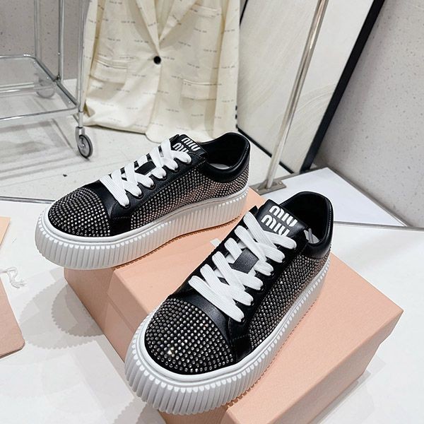 Attention ★ Miu Miu Crystal Leather Sneakers myc44338