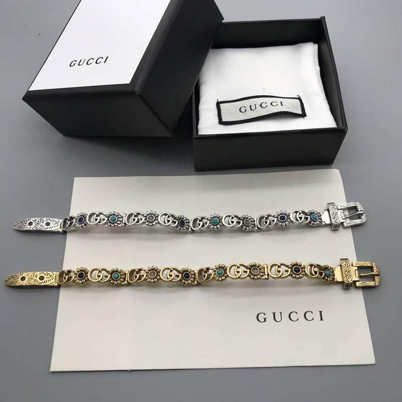 Rare color Gucci Interlocking G silver bracelet guh70479
