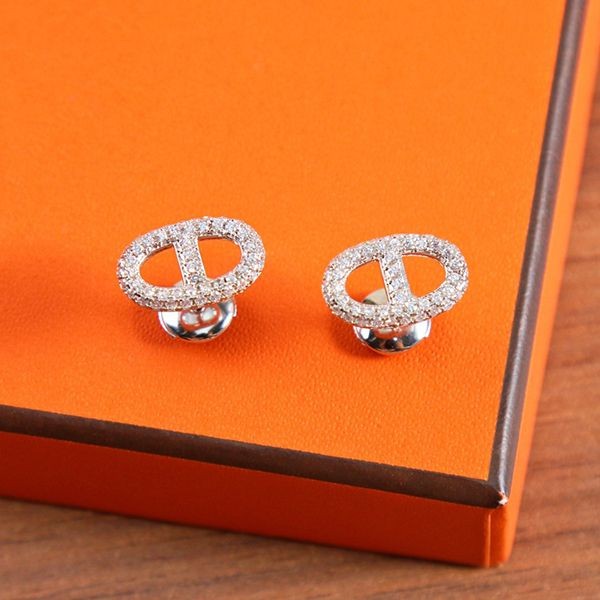 Gift Hermes Chaine d'Ancre fake earrings with diamonds erc20171