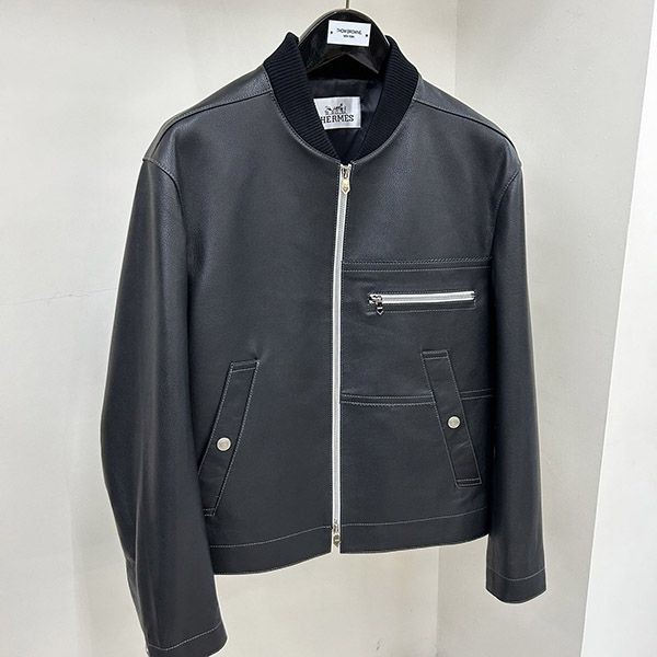 Hermes Leather Boxy Jacket Replica eri93298