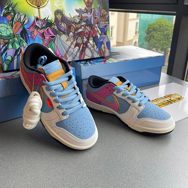 Rare Saint Seiya Replica Nike SB Dunk Low Sneakers Purple Blue White nac79676