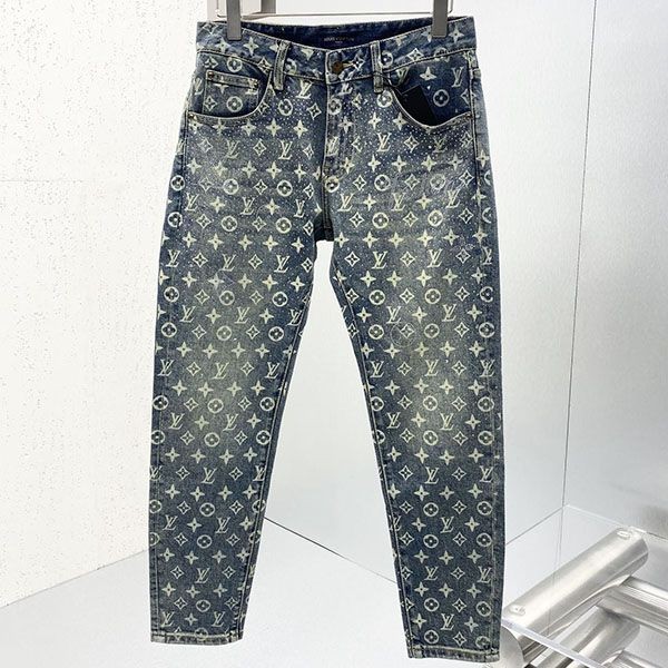 ★Popular in Japan! Louis Vuitton Denim Pants Monogram Patchwork Replica vuf81943