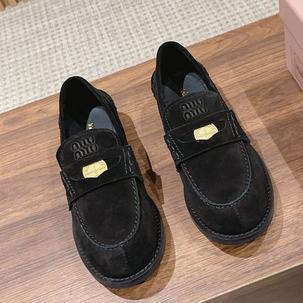 Hard to find Miu Miu logo detail suede fake loafers myg90849 Hard to find Miu Miu logo detail suede fake loafers myg90849