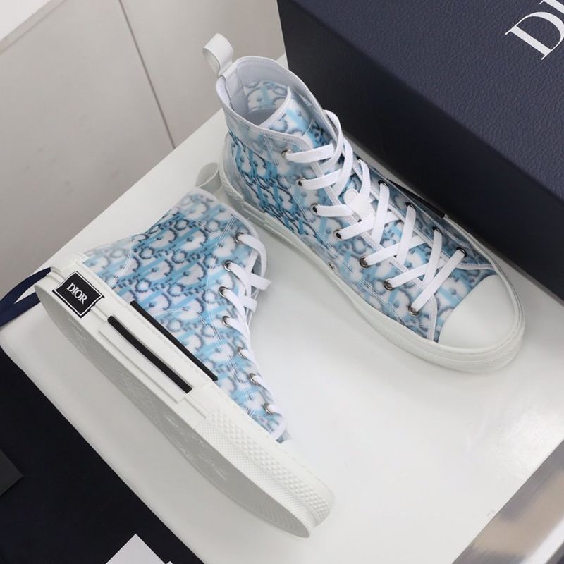 [Immediate delivery] Dior replica B23 high top sneakers ★ Oblique pixel canvas blue 3SH118YTG_H165