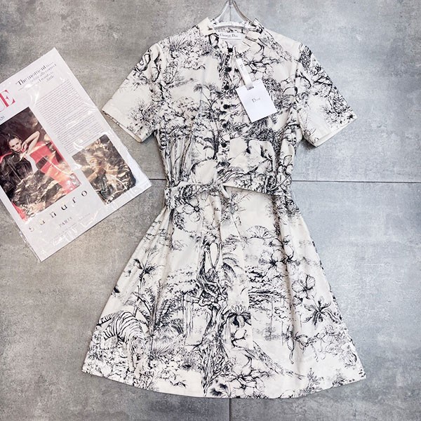 Dior Toile de Jouy Voyage motif dress copy dec53604