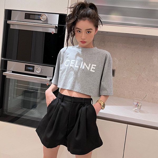 Classic Celine cropped T-shirt copy, grey 2X761671Q_09OW Classic Celine cropped T-shirt copy, grey 2X761671Q_09OW