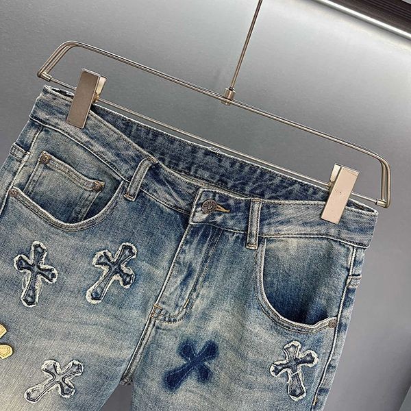 Chrome Hearts Cemetery Cross Patch Copy Denim Pants Fashionable? Kue33364