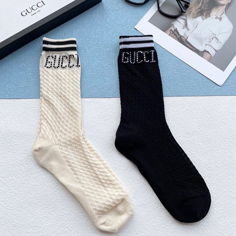 Extremely rare ☆ Gucci GG Web striped cotton socks replica set of 2 pairs gur98844