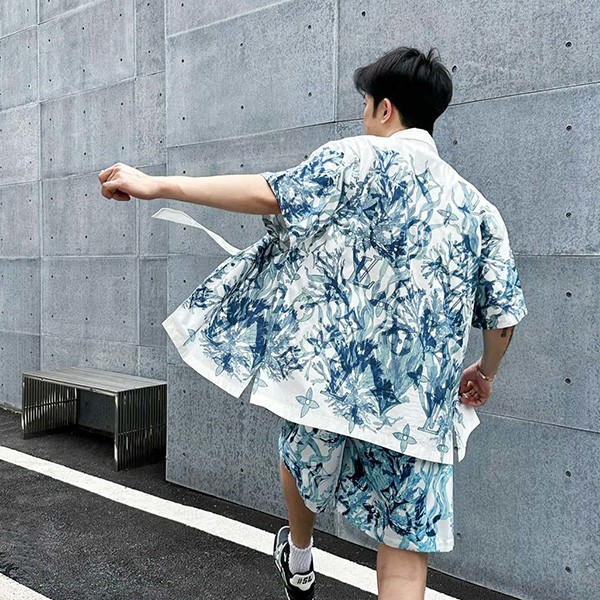 Louis Vuitton Monogram Aqua Garden T-shirt replica short sleeve cotton swim shorts vum86361