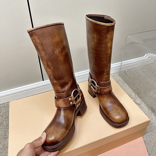 Miu Miu Quadruple Buckle Long Boots mye54526