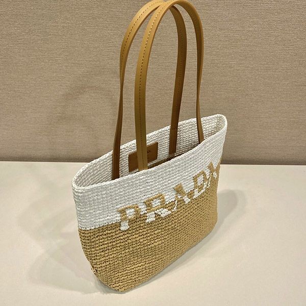 Popular all over the world? Prada raffia x leather tote bag puo99498