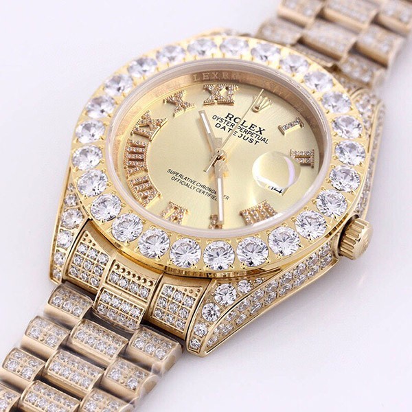 [Limited Edition Color] Rolex Replica Watch Datejust 41mm Champagne Full Diamond Men's roq08417