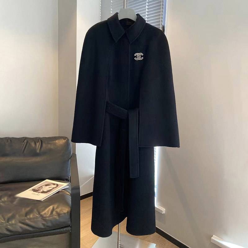 21AW new work longing Chanel coat copy big Coco mark belted long coat sha14794