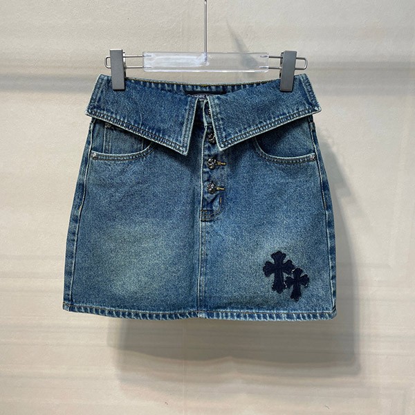 +Chrome Hearts Replica+Cemetery Cross Women's Denim Skirt Kuc05837