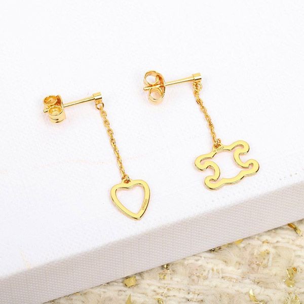 Super Hot Topic! Celine Triomphe Frame Logo Earrings Gold Cee34555 Super Hot Topic! Celine Triomphe Frame Logo Earrings Gold Cee34555