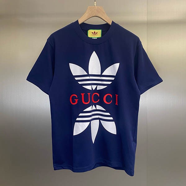 Adidas x Gucci Replica Cotton Jersey T-Shirt Short Sleeve gun88889 Adidas x Gucci Replica Cotton Jersey T-Shirt Short Sleeve gun88889