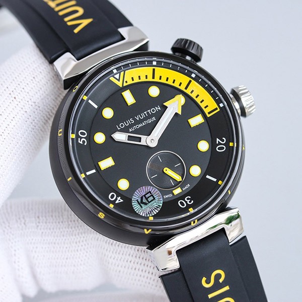 Louis Vuitton Smartwatch Cheap Tambour Automatic Street Diver Neon Black QBB1731 Louis Vuitton Smartwatch Cheap Tambour Automatic Street Diver Neon Black QBB1731