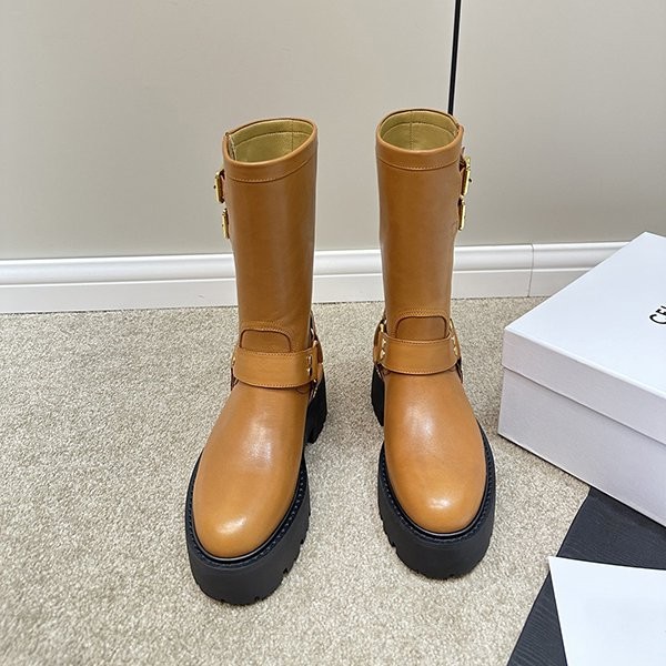 Hard to find Celine Bulky Harness Mid Biker Boots Replica Calfskin Ceh43725