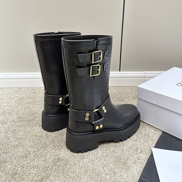 Latest Celine Bulky Harness Mid Biker Boots Fake Calfskin Cem95261
