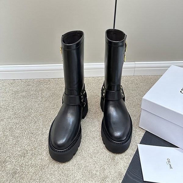 Latest Celine Bulky Harness Mid Biker Boots Fake Calfskin Cem95261