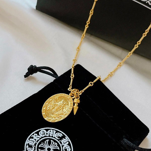 Classic [Chrome Hearts Necklace Replica] Angel 22K Safety Pin Gold Kuz62881