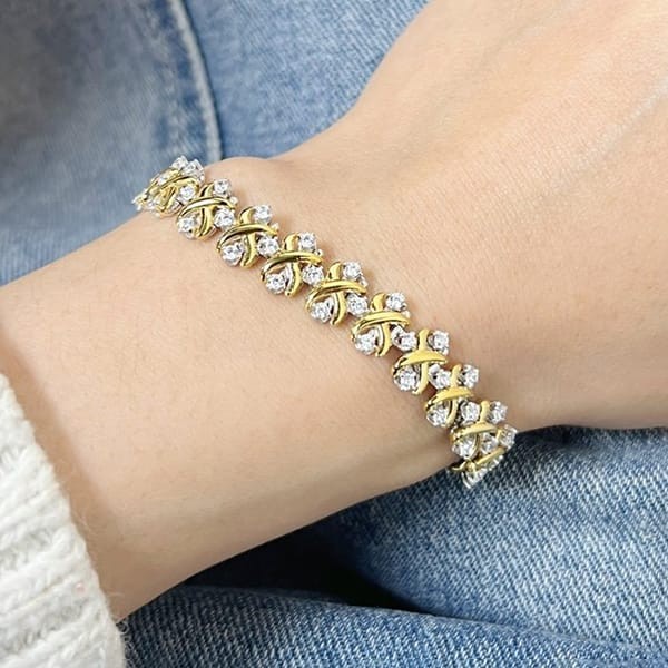 Boutique Tiffany Replica Round Link Bracelet 72 Stone Tim05645