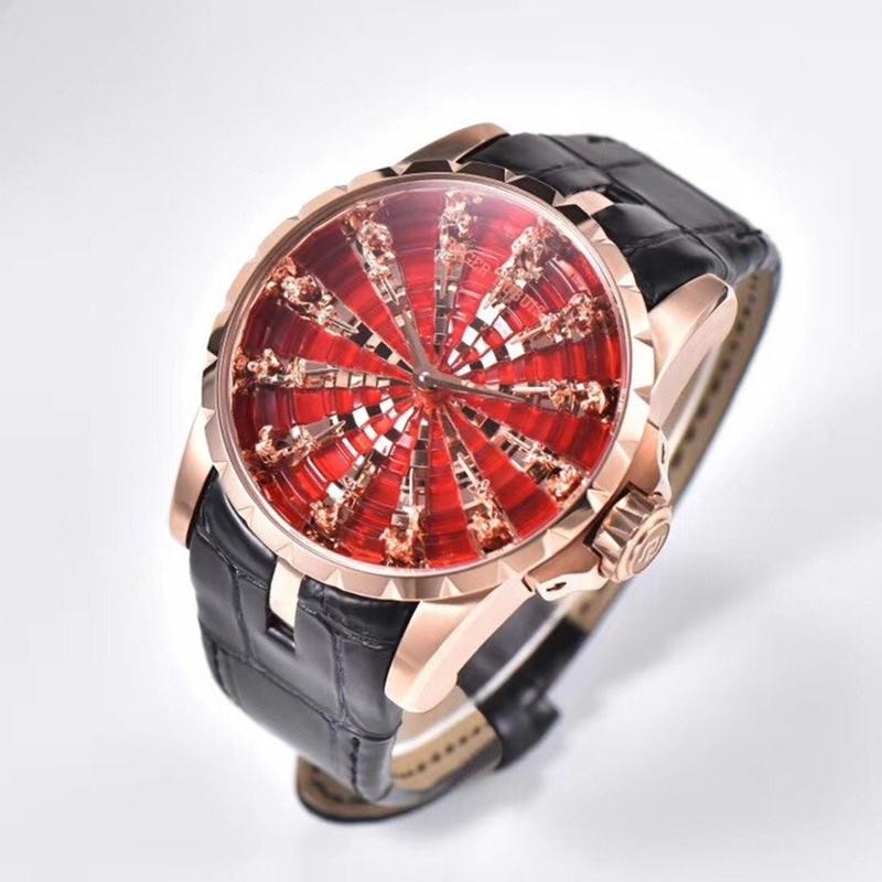 Tracked shipping Roger Dubuis Knights of the Round Table Replica Damascus Red 45MM row35661