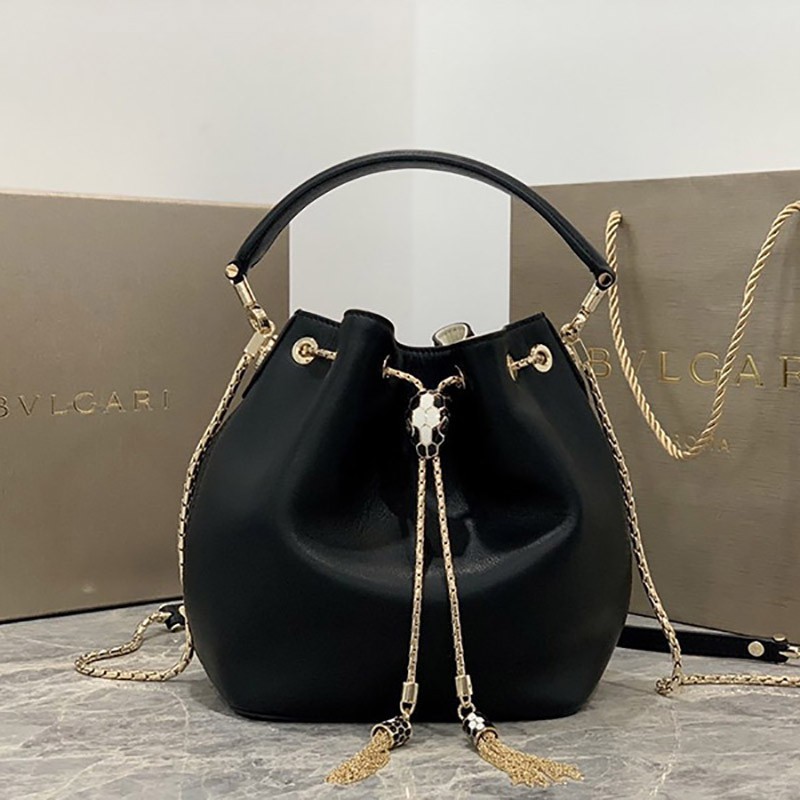 Competition Bulgari Serpenti Forever Sack Bag Black Replica Buu76912