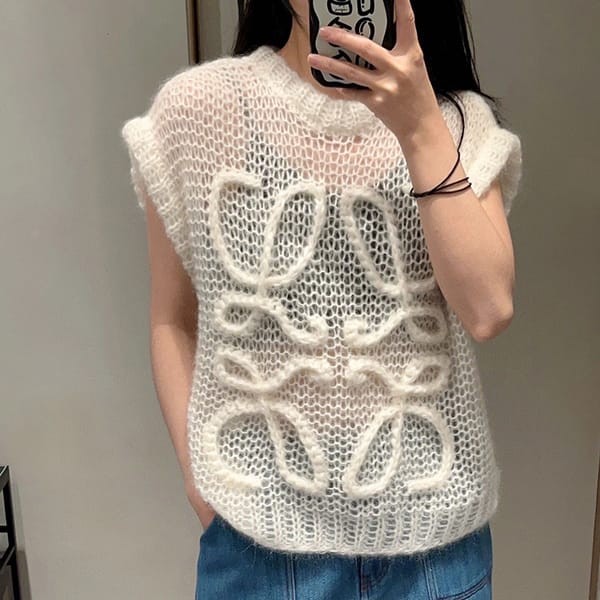 Immediate shipping Loewe open knit mohair blend vest fake S359Y14KD9