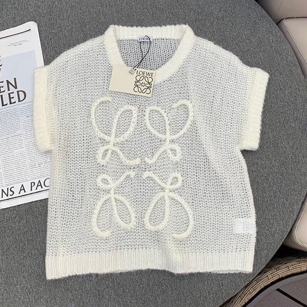Immediate shipping Loewe open knit mohair blend vest fake S359Y14KD9