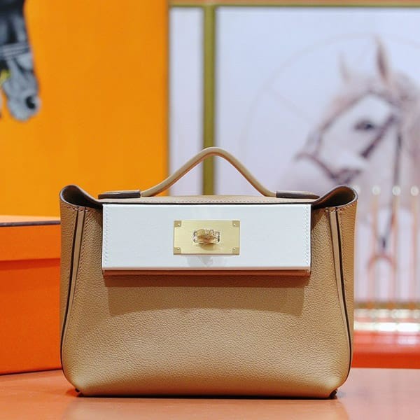 Hermes 24/24 Van Quatre replica 21cm Etoupe G hardware ers36695