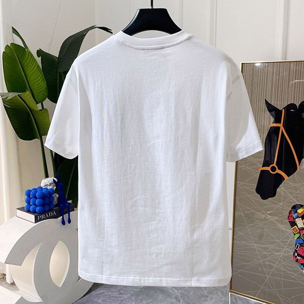 Immediate delivery Prada cotton crew neck fake T-shirt short sleeve puq29578