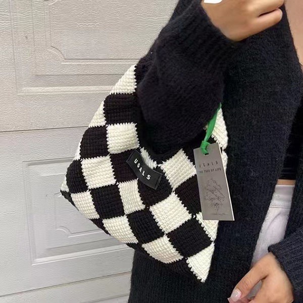 Marni Market Replica ◇ Tech Wool Diamond Small Bag Black mar01158