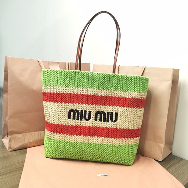 Miu Miu raffia x cotton tote bag replica myc49602 Miu Miu raffia x cotton tote bag replica myc49602