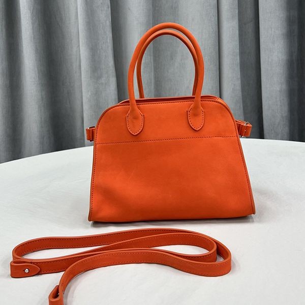 Recommended THE ROW Copy Soft Margaux 10 Suede Top Handle Bag W1190L25RBSH