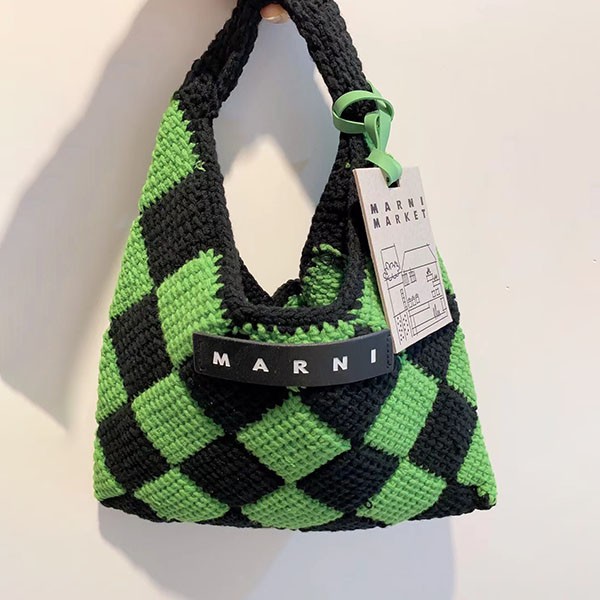 Marni Market Replica ◇ Tech Wool Diamond Small Bag Green man88679
