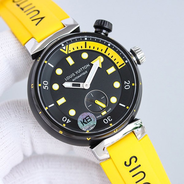 Louis Vuitton Watch Replica Tambour Automatic Street Diver Neon Black QBB173