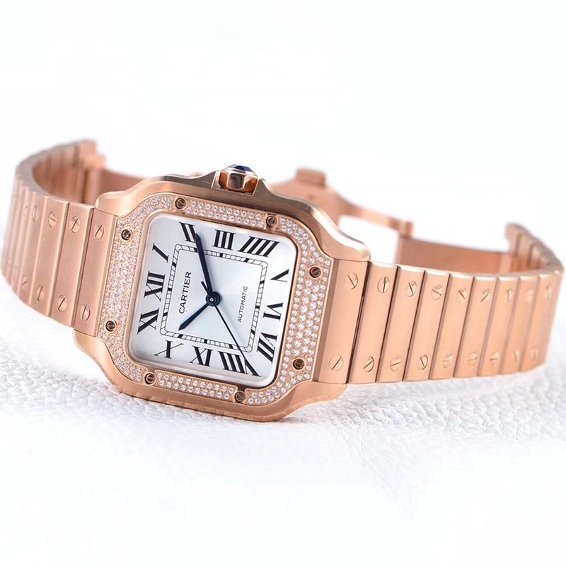 Rare Cartier Replica Santos de Cartier MM Pink Gold kas94633 Rare Cartier Replica Santos de Cartier MM Pink Gold kas94633