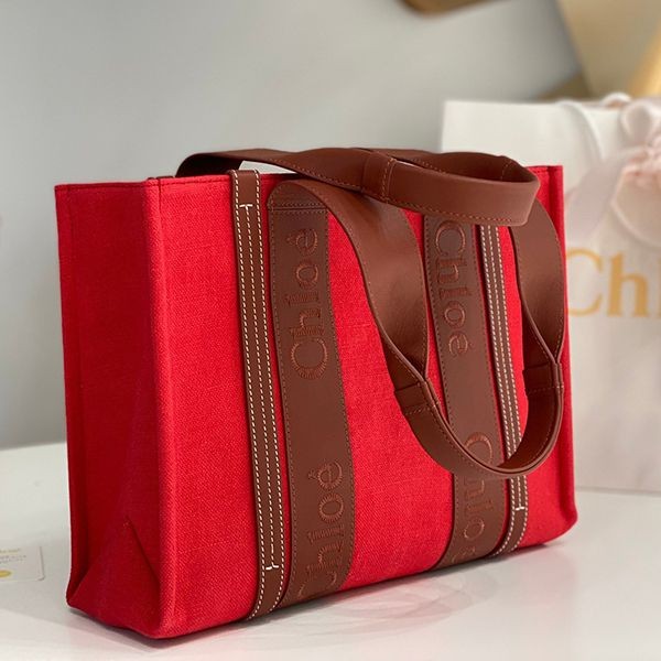 Secured Chloe Woody Replica Medium Canvas Tote Bag chh73689