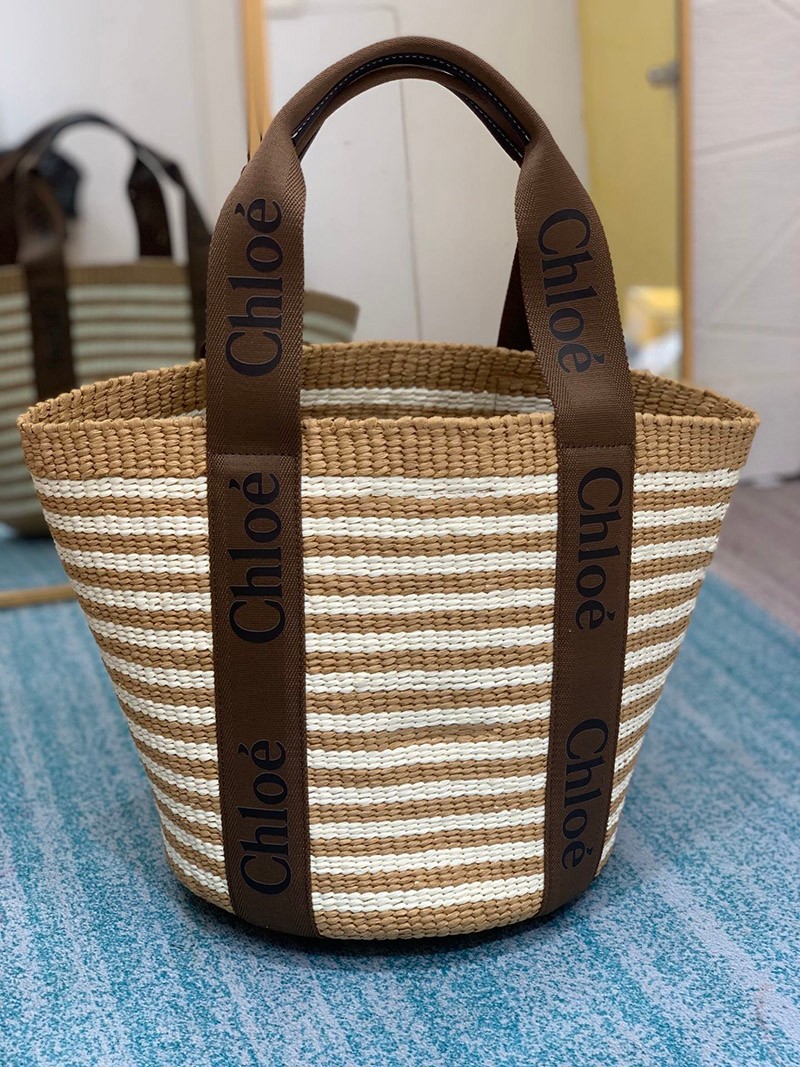 21-22AW Chloe Woody Fake Basket Bag ☆Raffia Tote Bag☆Free Shipping chv16198