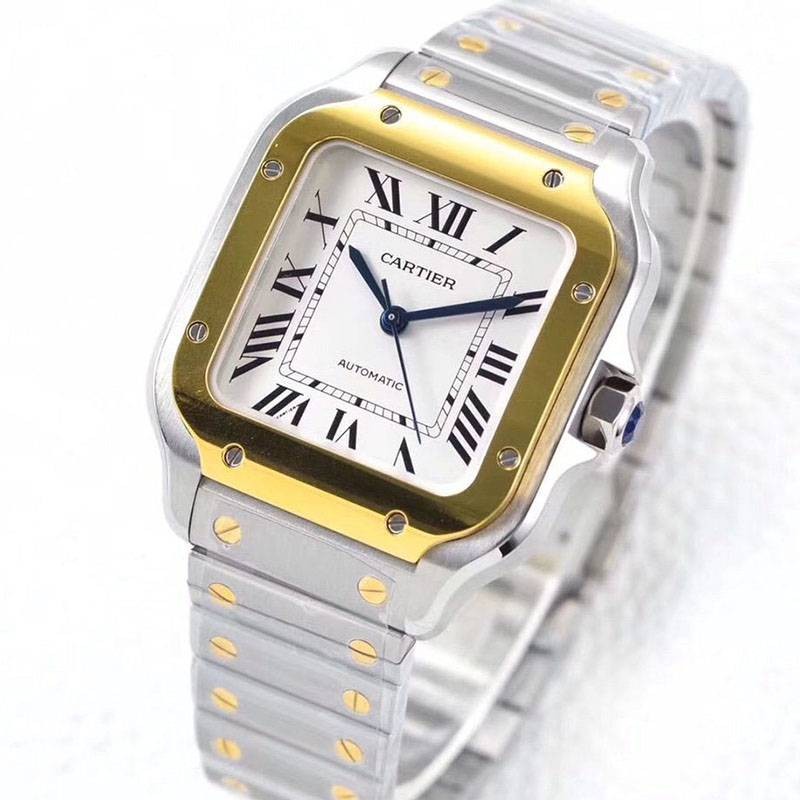 New spring Cartier Santos de Cartier MM replica stainless steel/yellow gold kam01497 New spring Cartier Santos de Cartier MM replica stainless steel/yellow gold kam01497
