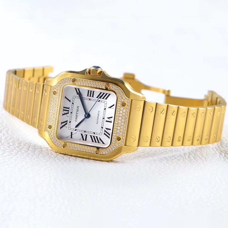 21-22AW Cartier Replica Santos de Cartier MM Yellow Gold kaj60722